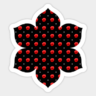 Rows of Stars and Flowers, Red Sticker